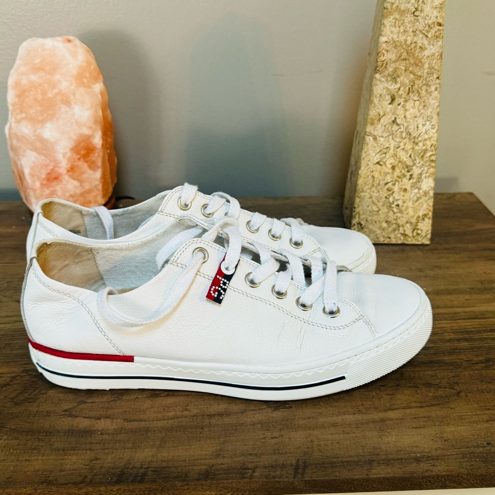 PAUL GREEN Carly Sneaker, White Leather unisex Mens Size 7.5 womens 9 Excellent
